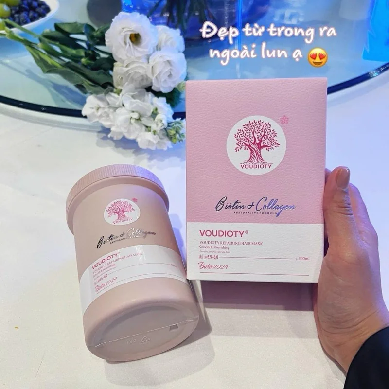 Kem Ủ Tóc Phục Hồi Biotin Collagen Pink hủ 500ml