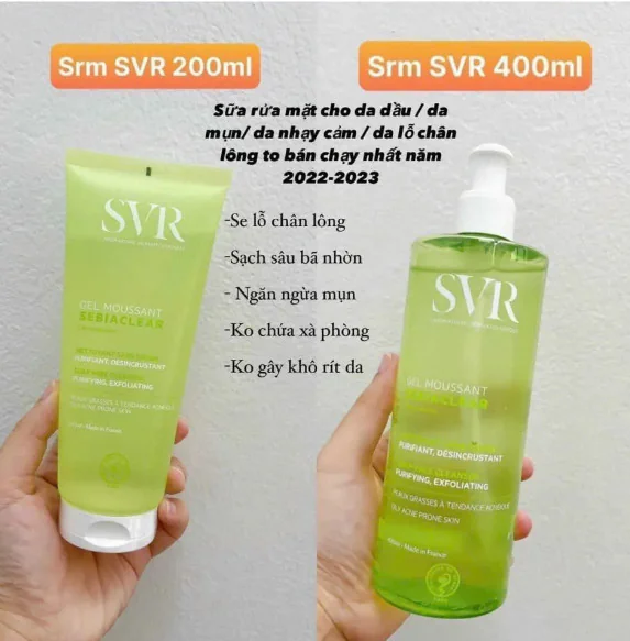 Gel Rửa Mặt SVR Xanh Cho Da Dầu Mụn 200ml