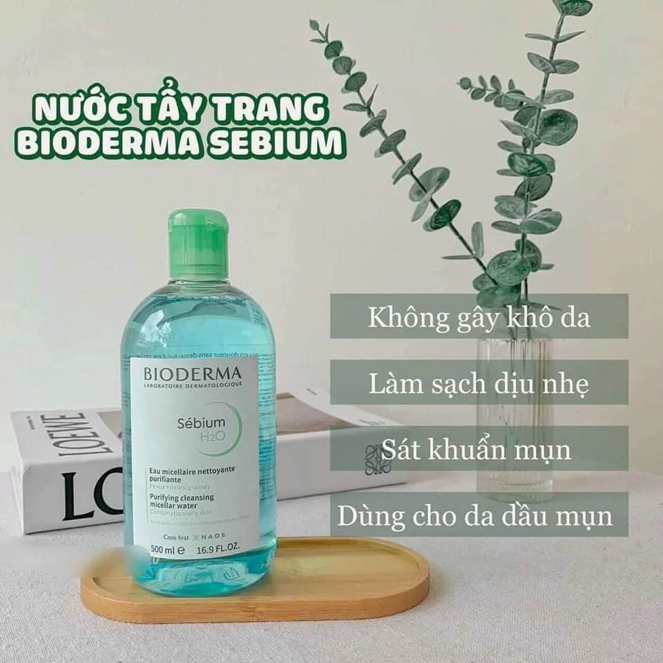 Nước Tẩy Trang Bioderma Cho Da Dầu, Da Hỗn Hợp, Da Mụn Sebium H2O
