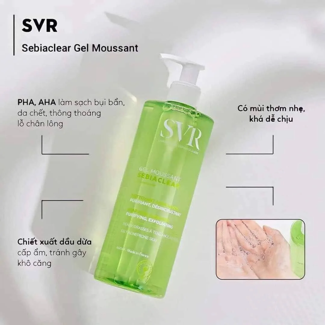 Gel Rửa Mặt SVR Xanh Cho Da Dầu Mụn 400ml