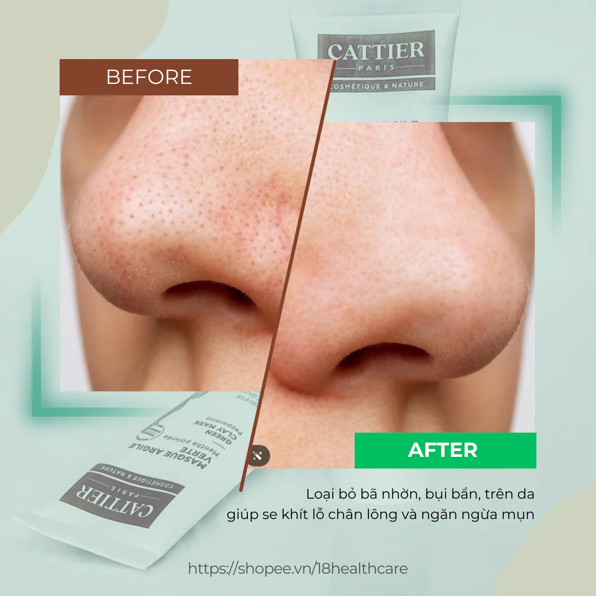 CATTIER MẶT NẠ ĐẤT SÉT CHO DA DẦU GREEN CLAY MASK 100ML