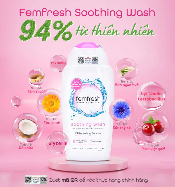 Dung dịch vệ sinh phụ nữ Femfresh Soothing Wash 250ml