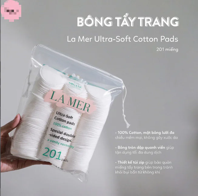 Bông Tẩy Trang LA MER 100% Organic Cotton 201miếng