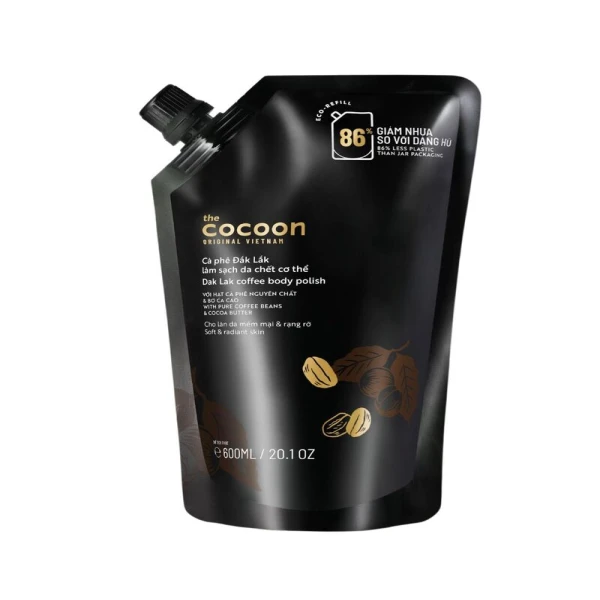 Cà phê Đắk Lắk làm sạch da chết cơ thể 600ml - Tặng tẩy da chết môi cà phê Đắk Lắk môi ẩm mềm 5g