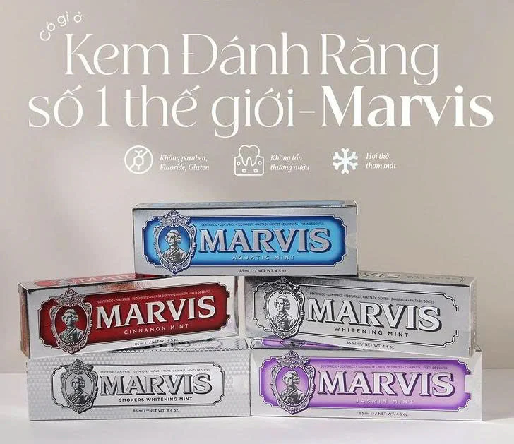 Kem Đánh Răng Marvis Classic Jasmin Mint Hương Hoa Nhài Kết Hợp Bạc Hà 85ml