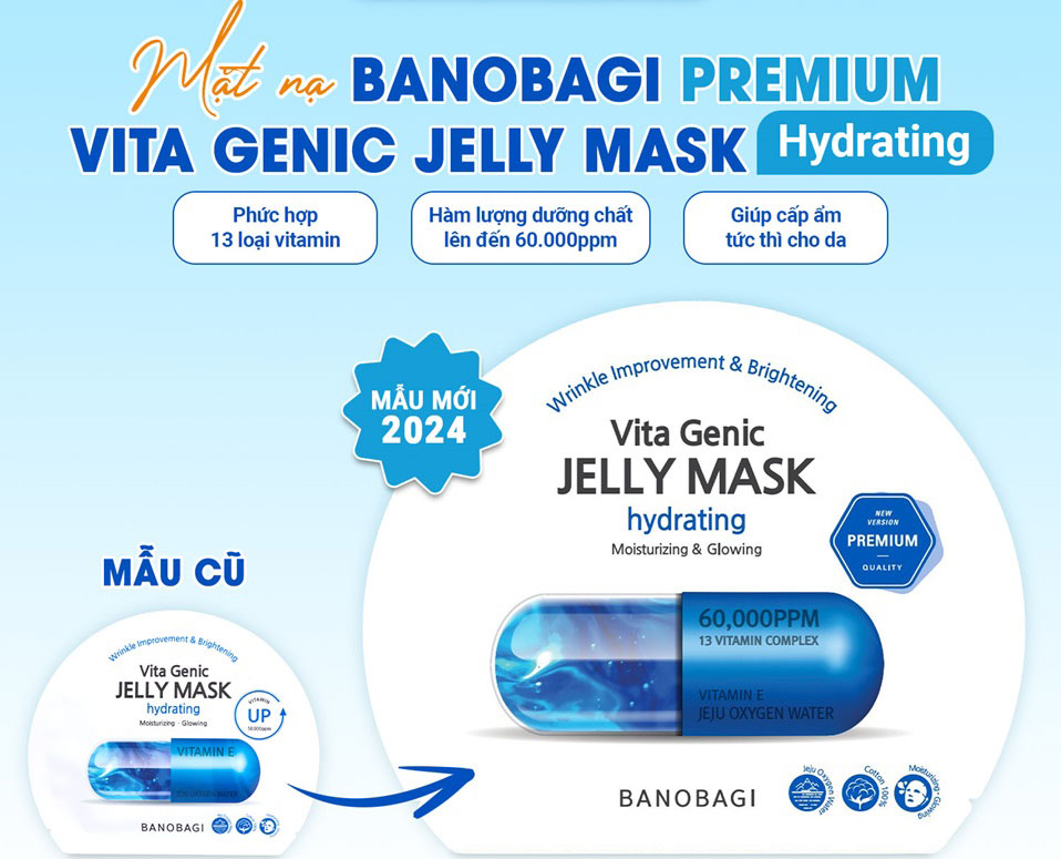 Mặt Nạ Banobagi Vita Genic Jelly Mask Hydrating – Vitamin E Xanh Dương - 01 Miếng
