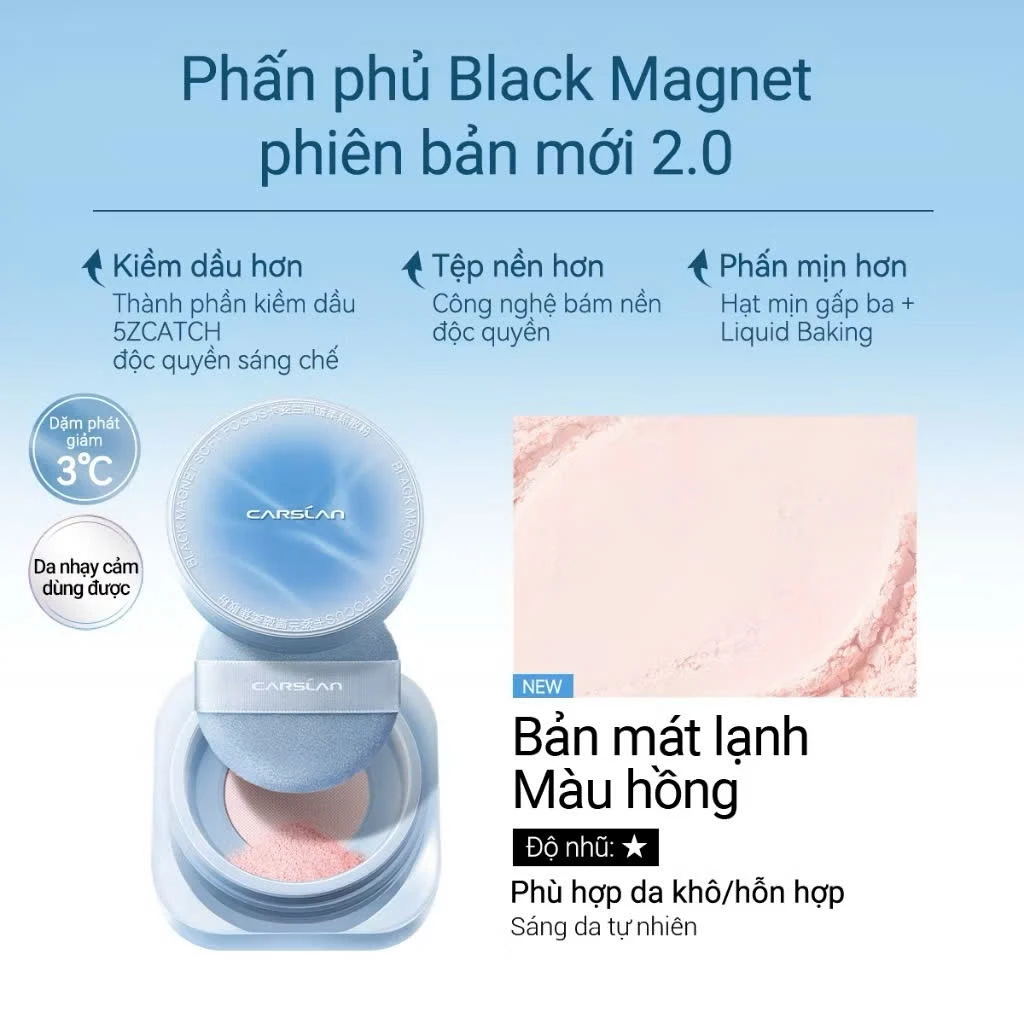 Phấn Phủ Bột Carslan Màu Xanh 2.0 mát lạnh 8g 