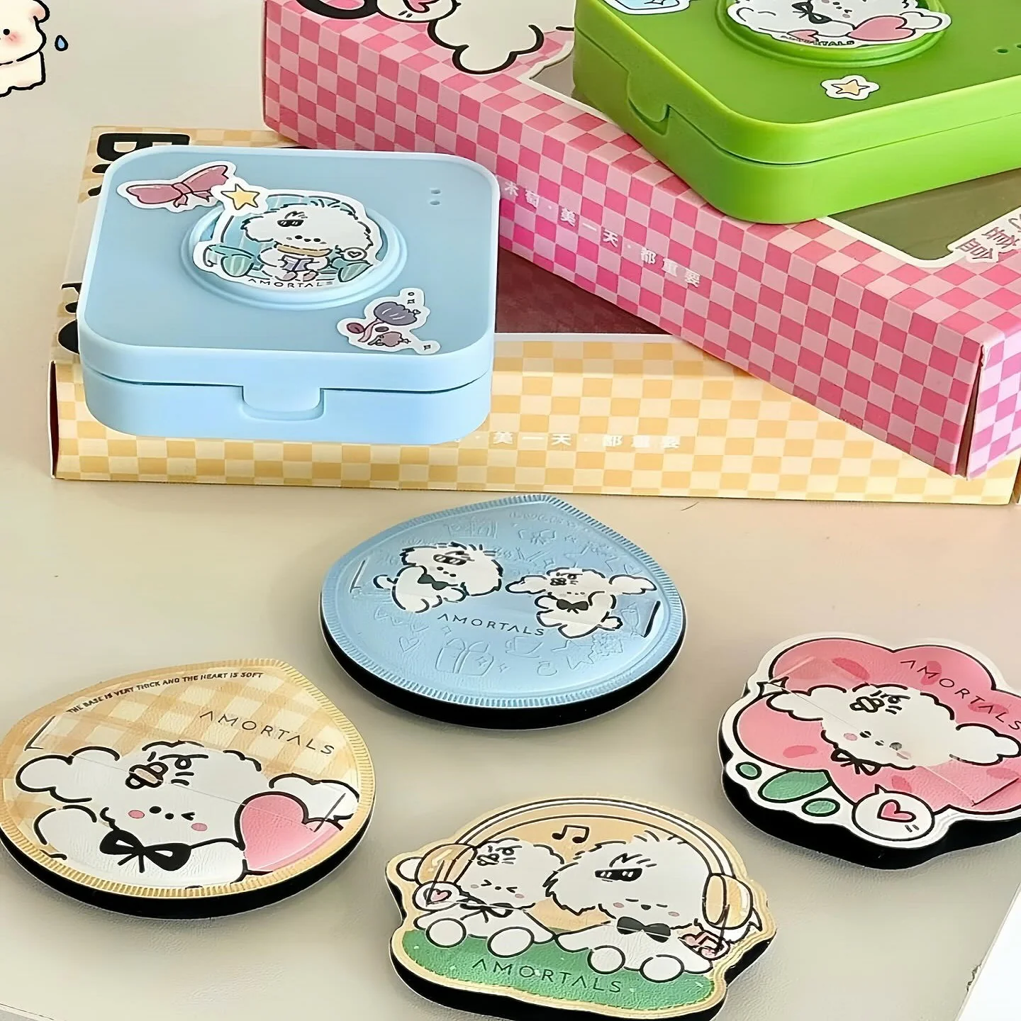 Bộ Bông Mút Trang Điểm Amortals Siêu Mềm Dễ Tán Kèm Hộp Đựng Cao Cấp (Phiên Bản Cute Puppy)